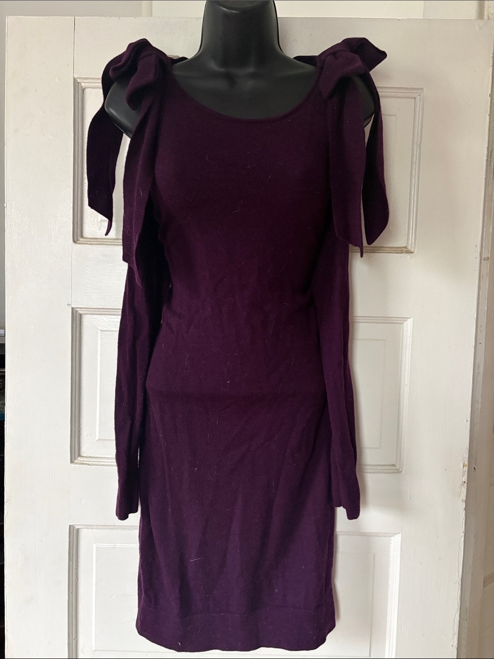 Club Monaco Wool Purple Cold Shoulder Dress